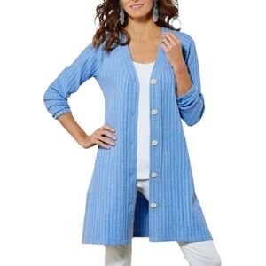 Soft Surroundings Blue Size Small Cozy Cardigan Duster With Buttons